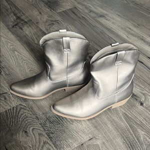 Metallic Cowboy Ankle Boots